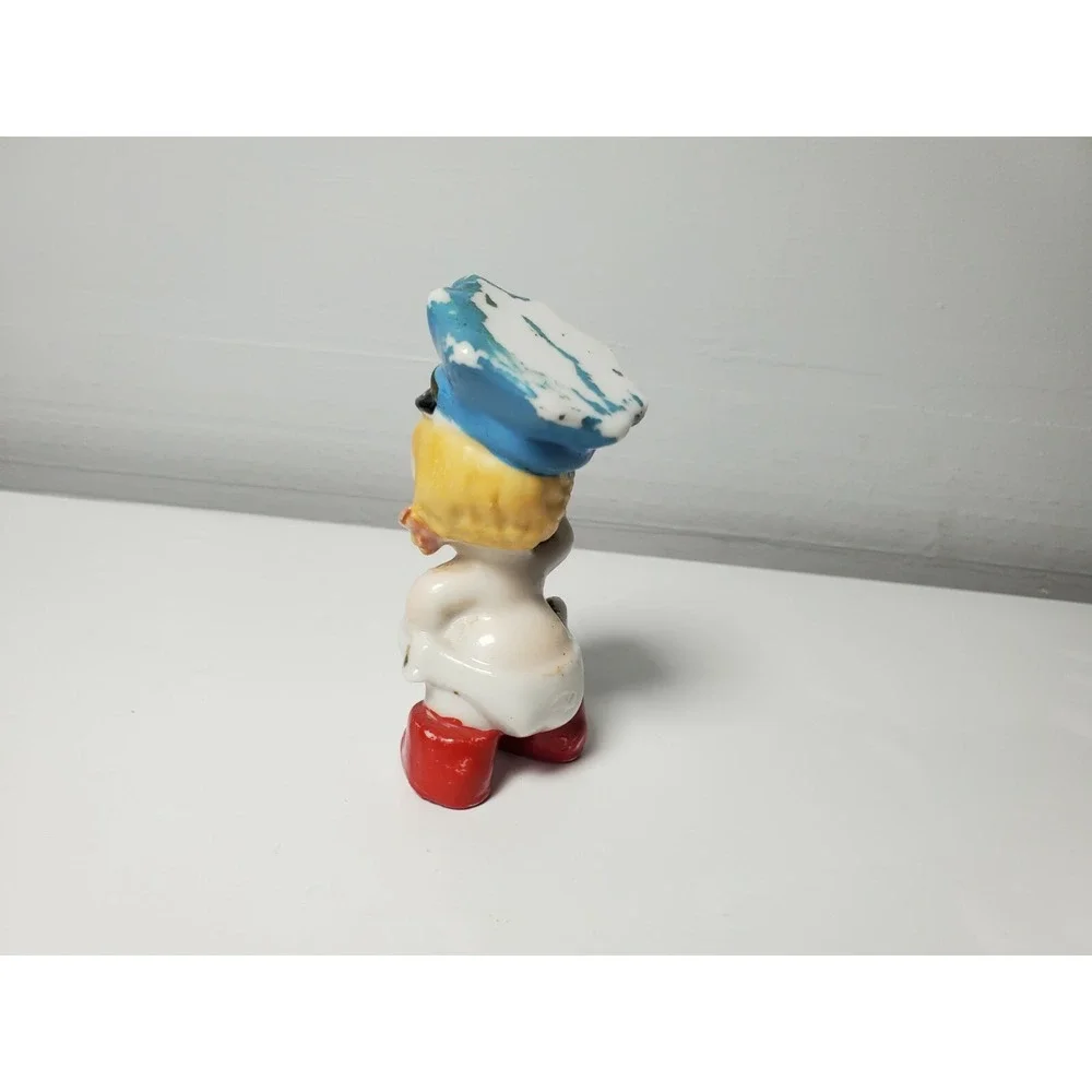 Vintage Mid 50's Diaper Safety Pin Blonde Baby Boy Police‎ Officer Hat Figurine